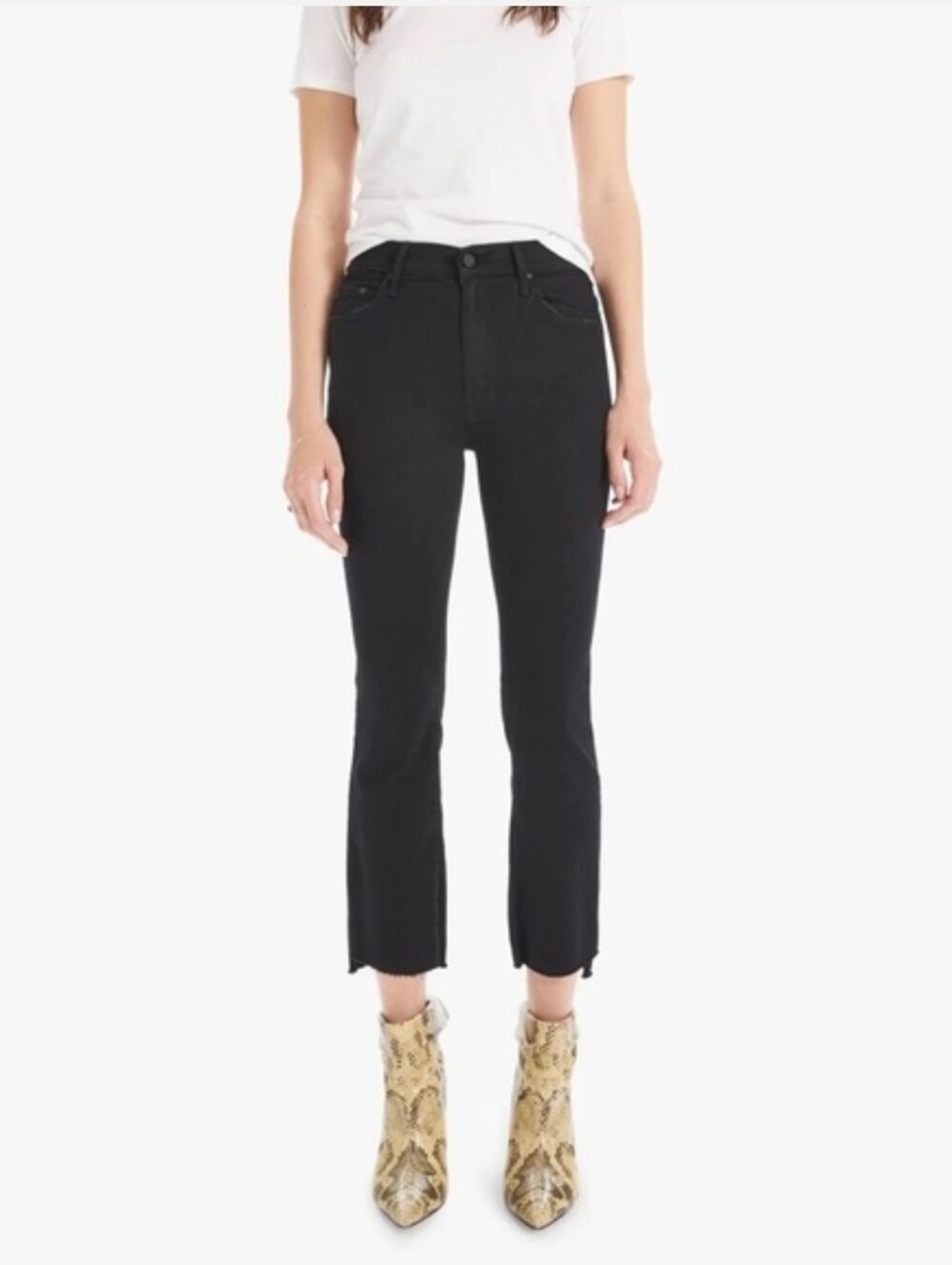 Mother 27 The Insider Crop Step Fray not guilty black ankle pants